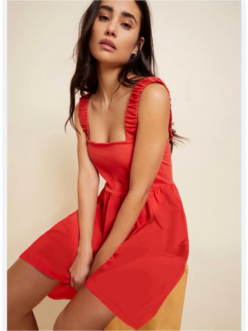 NWT Nation LTD Los Angeles Red Harlyn cotton babydoll mini dress, size small